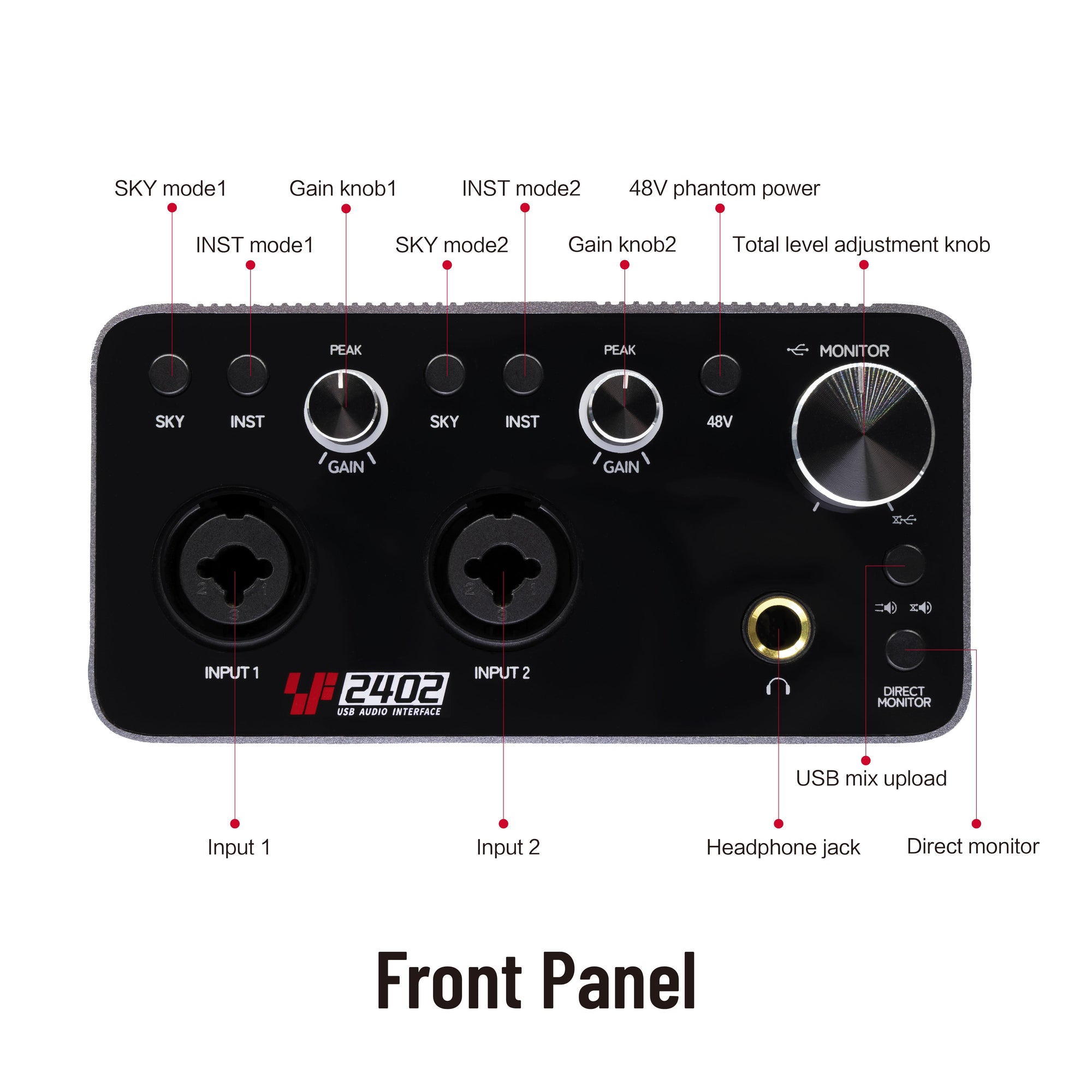 Simplefly SF2402 USB Audio Interface 2-in-2-out 24bit 192khz